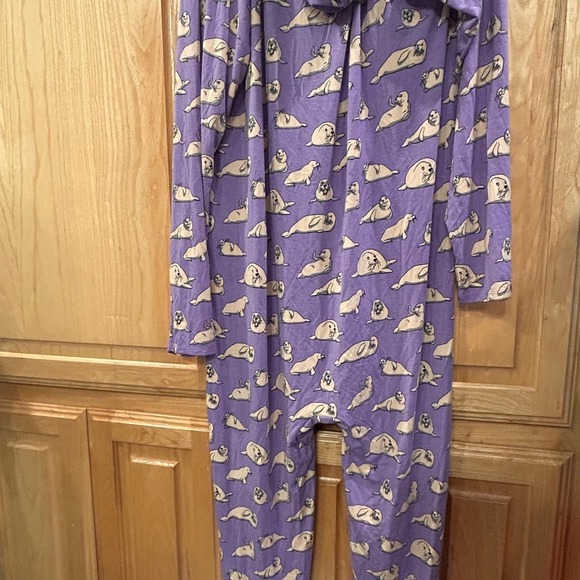 MeUndies Women's Seal Print Hooded Pajama Jumpsuit One Piece Sleepwear - Picture 10 of 11